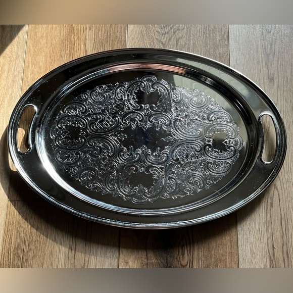 SHELTON WARE NYC Vintage Silver Chrome Oval Tray - Picture 3 of 7